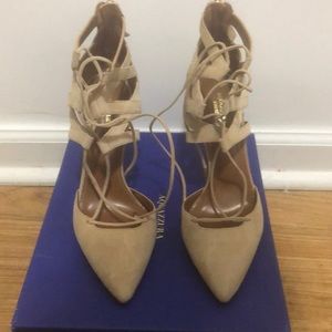Brand new! Aquazurra Belgravia Nude Suede Heels Size 39